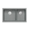 QUADRON | LOGAN 120 | granitowy zlewozmywak kuchenny SILVER STONE + STAL | wymiar: 76 x 45 x 23,5 cm | 2-komorowy wpuszczany | podbudowa szafki od: 80 cm HQL7645U5BSI